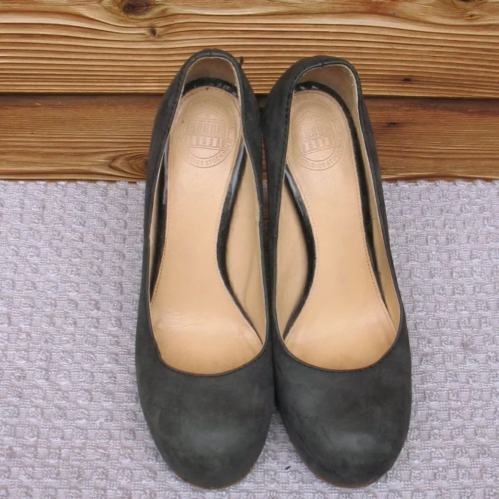 Acne Studios Vega Block Heel Court Shoes Heels